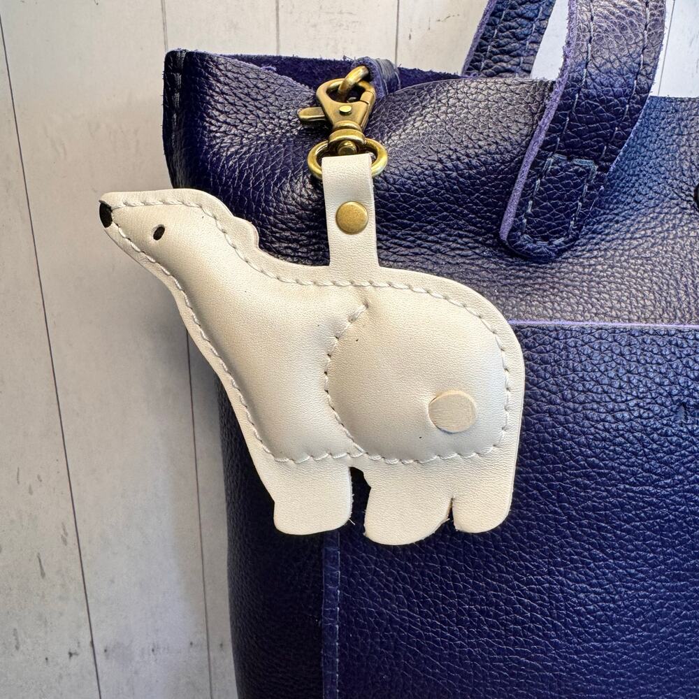 PORTLAND Leather Polar Bear Purse Charm Bear Lover Bag Charm NEW!  FAST SHIP